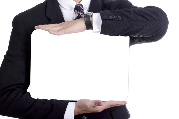 Businessman show white board for your add massage — Stock Photo, Image