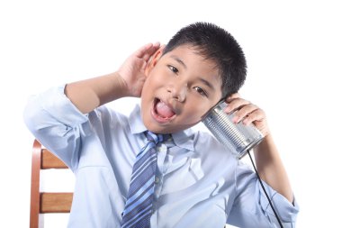 tatlı çocuk Dinle konserve telefon