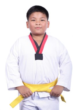 yakışıklı taekwondo eğitimli çocuk kavga etkinliği