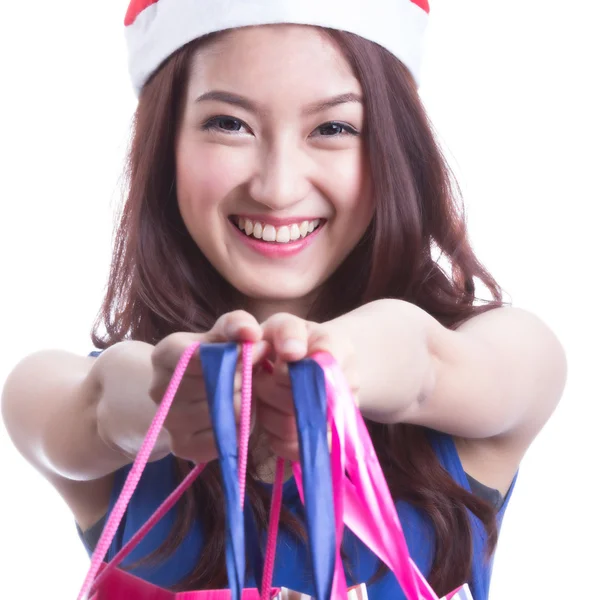 Asian women on holding a lot of shopping bag — Stock Photo, Image