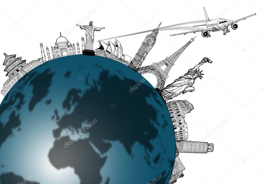 Airplane travel in the world ,around the global