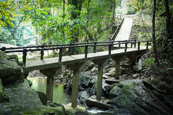 Thailand waterval en bridge — Stockfoto
