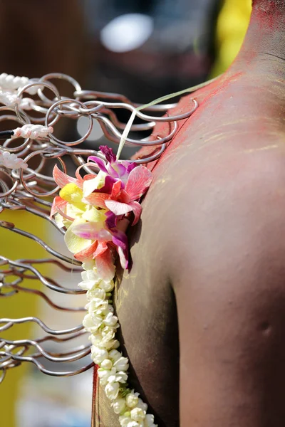 Penang, Maleisië - 17 januari: hindoe liefhebber draagt kavadi Homs — Stockfoto