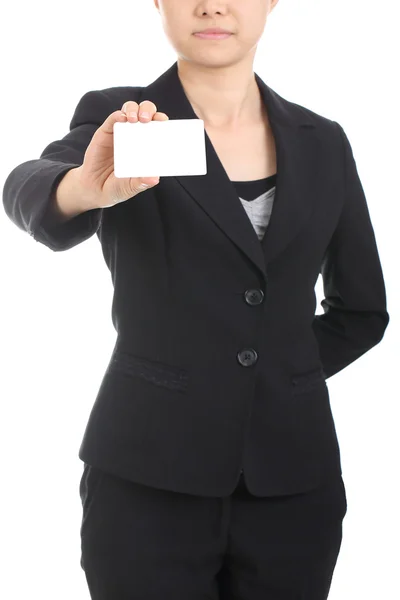 İsim kartı holding iş kadınları — Stok fotoğraf