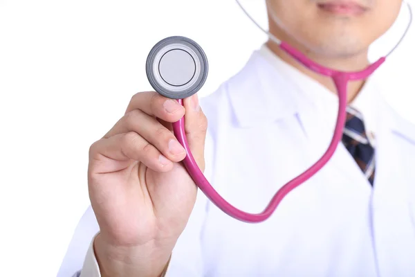 의사 들고 핑크 stethoscopeyour 건강 개념 — 스톡 사진