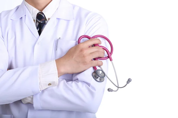 pembe stethoscopeyour sağlıklı kavramı holding tıp doktoru 