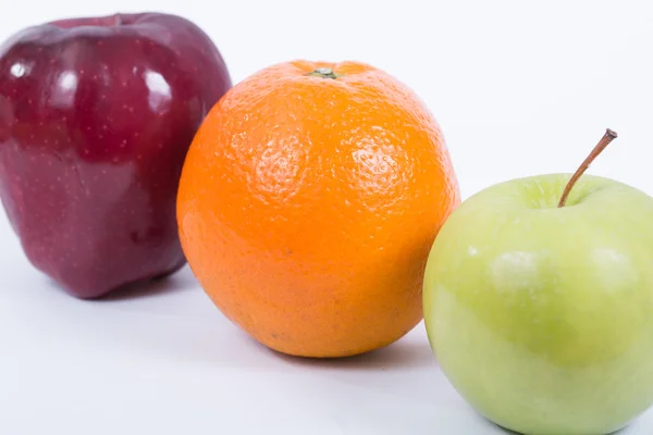Green Red apple and orange juice — Stock Photo, Image