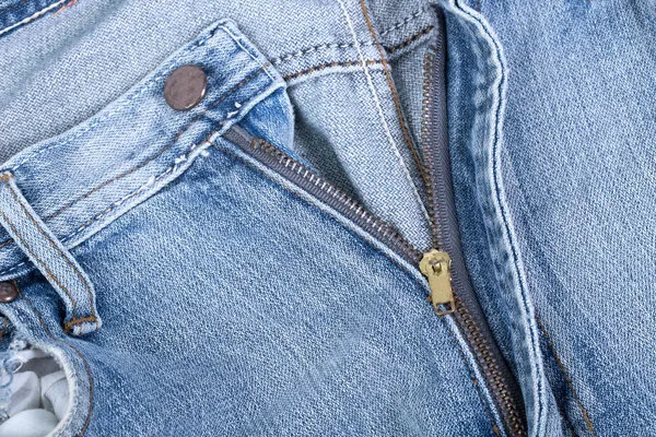 Close-up van jeans zip — Stockfoto