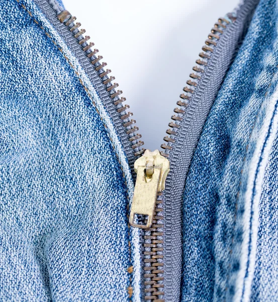 Close-up van jeans zip — Stockfoto