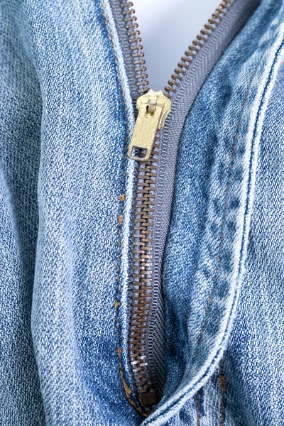 Close-up van jeans zip — Stockfoto