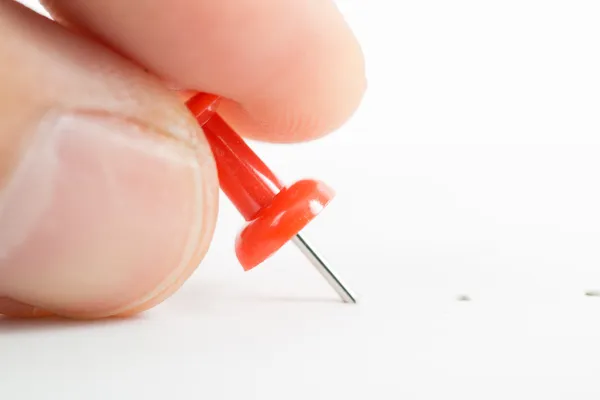 Close up muliple push pin insert — Stock Photo, Image