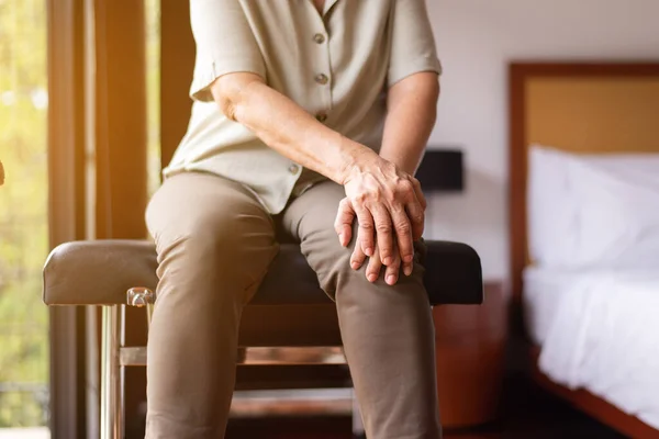 Middle Aged Adult Woman Suffering Arthritis Disease Women Touching Knee —  Fotos de Stock