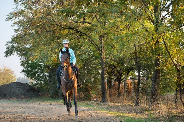 Vrouw paardrijden paard — Stockfoto