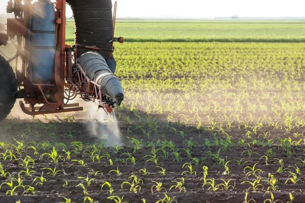 Traktor menyuburkan tanaman — Stok Foto