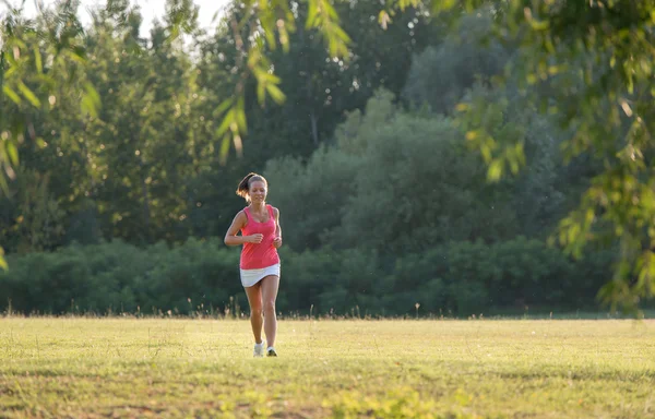 Lány jogging a természetben — Stock Fotó