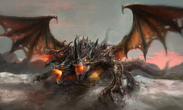 Dragón de tres cabezas — Foto de Stock