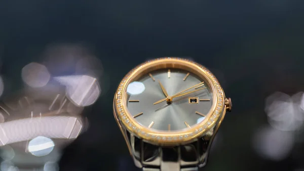 Relógios Luxo Exibição Janela Loja Profundidade Campo Rasa — Fotografia de Stock