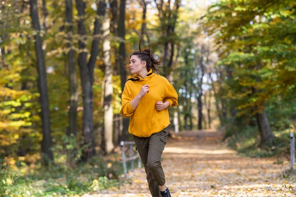 Young Beautiful Caucasian Woman Jogging Workout Training — Stock Photo, Image