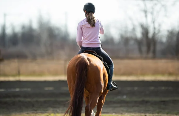 Jong Mooi Meisje Rijden Een Paard — Stockfoto