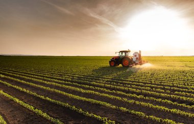 Pestisitler soya sahada püskürtücü ile bahar püskürtme traktör