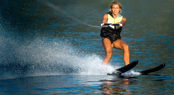 Young Woman Water Skiing Sea — Stock Photo, Image