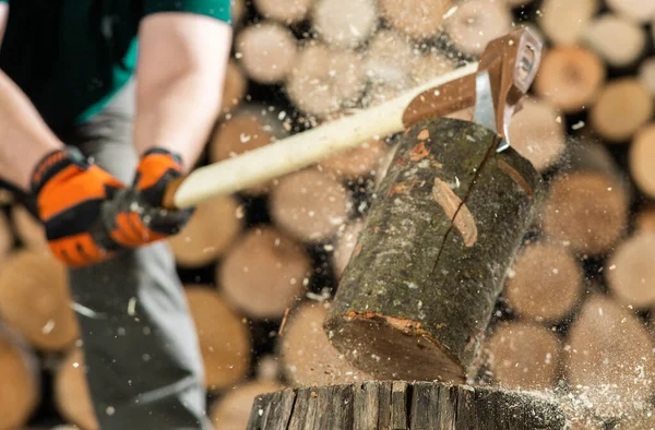 Hand Axe Firewood Chopping Wood Fire Heat — Stockfoto