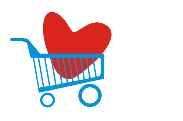 Cesta de compras com coração —  Vetores de Stock