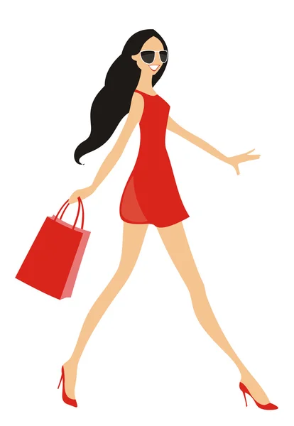 Young woman with shopping bag — Stock Vector