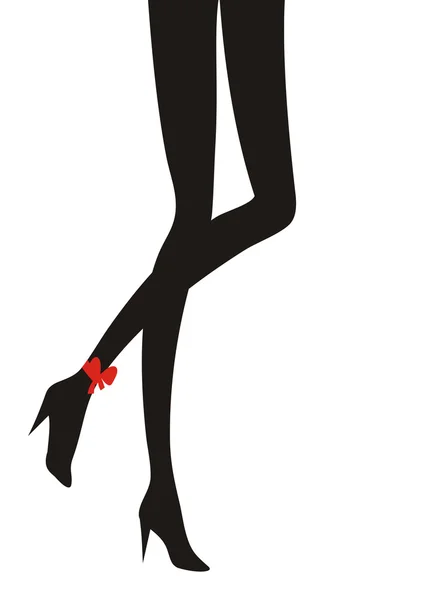 Woman legs with red ribbon — Stock Vector