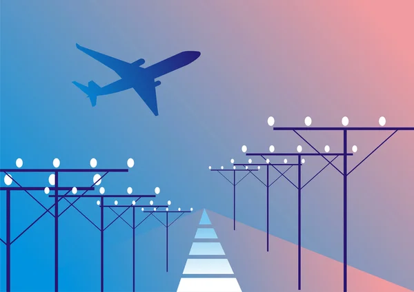 Airplane and lanterns — Stock Vector