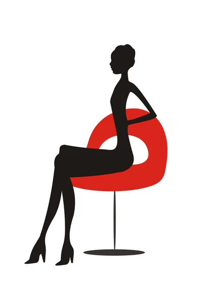 Mujer en sillón rojo — Archivo Imágenes Vectoriales