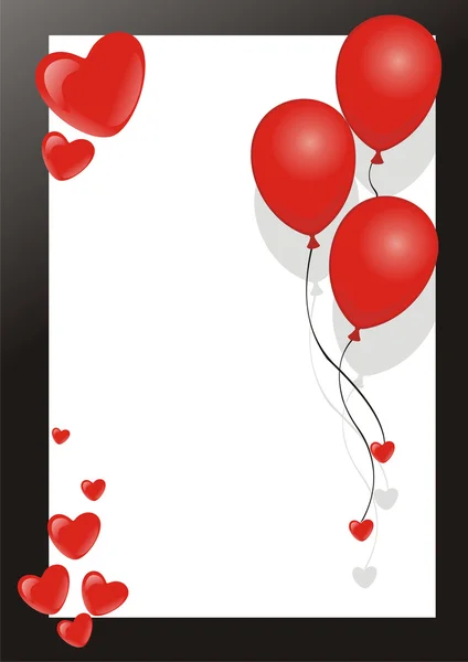 Background with red hearts and balloons — Stock Vector