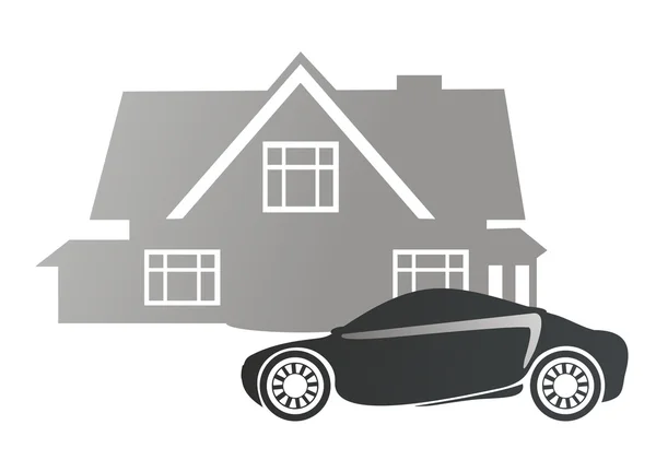 Obraz samochodu i domu — Wektor stockowy