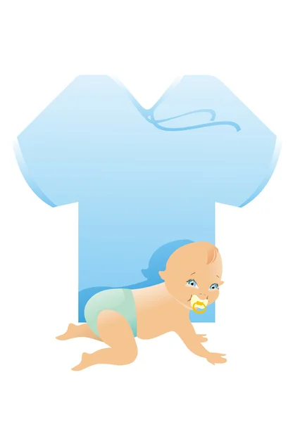 Nice baby with blue thing — Stock Vector