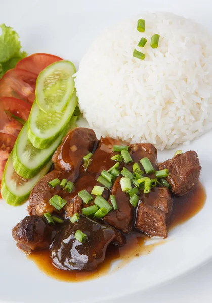泰国猪肉炖蒸饭 — 图库照片