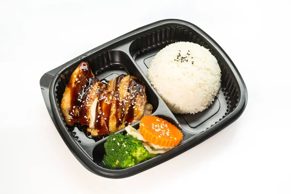 Listo Para Comer Moderna Caja Arroz Asiático Caja Bento Japonés — Foto de Stock