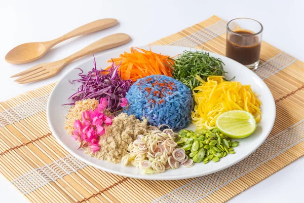 Thai southern food, Thai spicy rice salad with mix herbs and Vegetables.