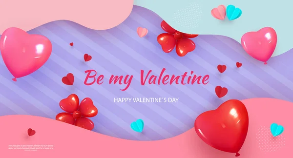 Щасливий Плакат День Продажу Валентина Святковий Фон Повітряними Кулями Серцями — стоковий вектор