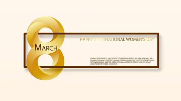 8 martie. Ziua Internațională a Femeii. Decuparea hârtiei numărul opt cu cadru pătrat. Vector — Vector de stoc