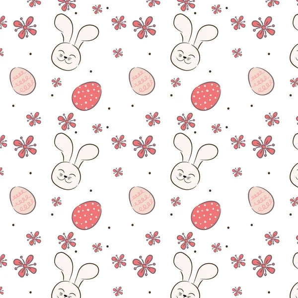 Happy Easter Seamless Pattern Trendy Easter Design Hand Drawn Strokes — Stock Vector