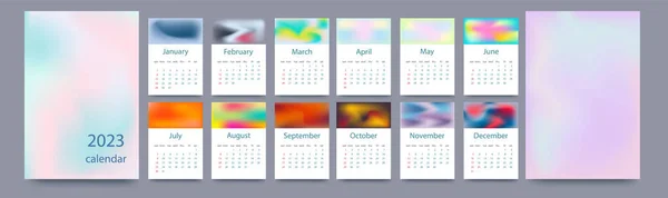 Calendar Template 2023 Vertical Design Gradients Editable Page Template Illustrations — Stock Vector