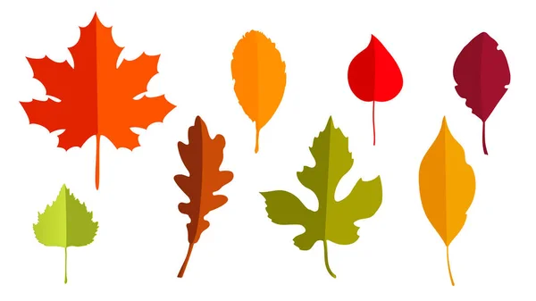 Hello Autumn Set Autumn Leaves Paper Cut Style Template Design — Stock Vector
