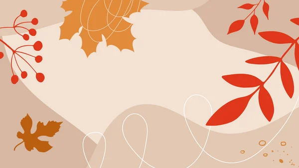 Autumn Sale Digital Poster Promotional Banner Autumn Leaves Berries Abstract — Stok Vektör