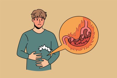 Heartburn and digestive problems concept clipart