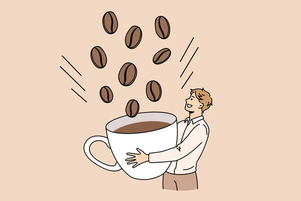 Energia kávé ital reggeli koncepció. — Stock Vector