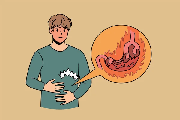 Heartburn e conceito problemas digestivos — Vetor de Stock