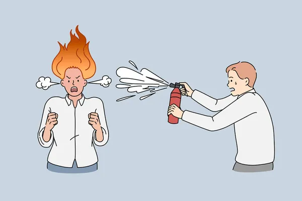 Wütende Geschäftsfrau brennt und schreit — Stockvektor