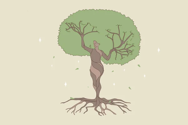 Žena tvar je přirozený les strom — Stockový vektor