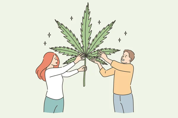 Pěstování marihuany bylinné medicíny koncept — Stockový vektor
