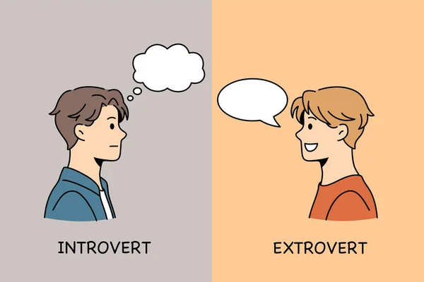 Being introvert or extravert concept — Stock Vector